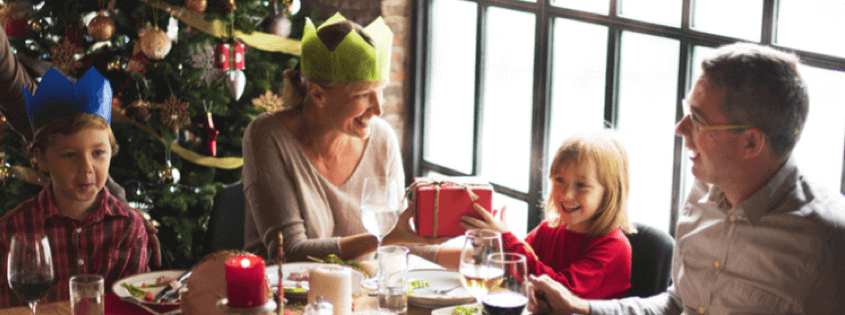 a family at a table