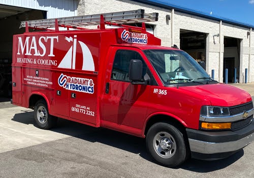 Our branded truck departing for a Grand Rapids furnace repair