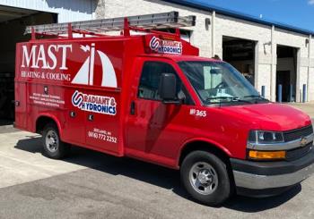 Mast Heating & Cooling truck ready to provide AC service in Spring Lake