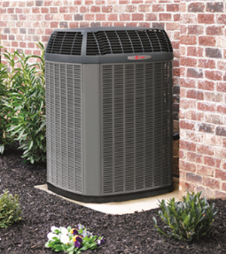 A newly replaced Trane Air Conditioner. Mast is proud to represent Trane in Holland and all of Ottawa and Allegan County. 