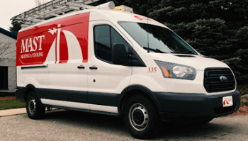 A Mast Heating & Cooling service truck, keep an eye out for our expert technicians on the roads in Ottawa and Allegan County.