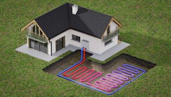 A diagram representing horizontal loop geothermal coils in Holland